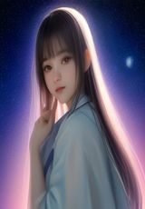 韩剧爱情剧《星辰之约》封面，唯美粉紫色调，男女主角在星空下相遇的浪漫画面